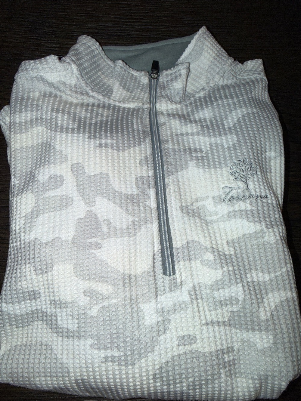 Toscana Men’s Grey Camouflage Quarter-Zip Sweater